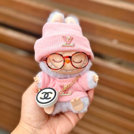 Fashion Dress - LV Style Pink Top+ LV Style Hat + Bag + Amber glasses